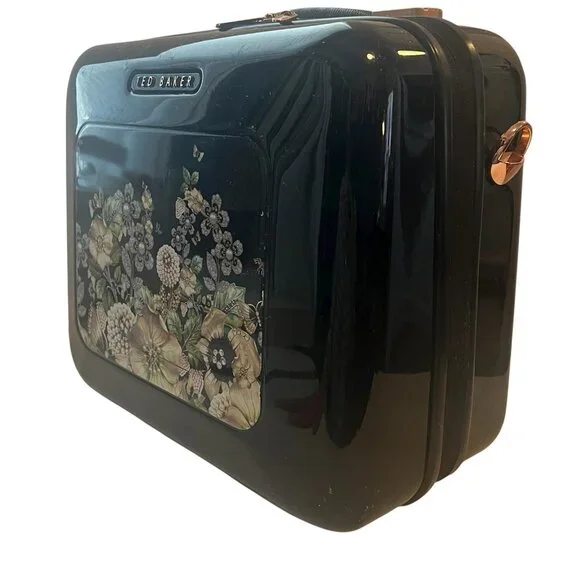 TED BAKER Vanity Case Luggage Travel Black Floral Garden Zipper - Picture 2 of 16